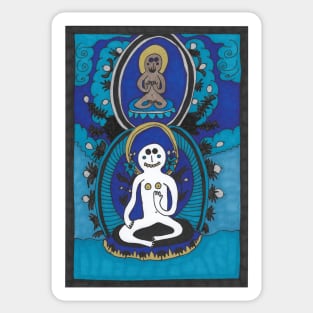 Meditating With Silver Fruits Sticker